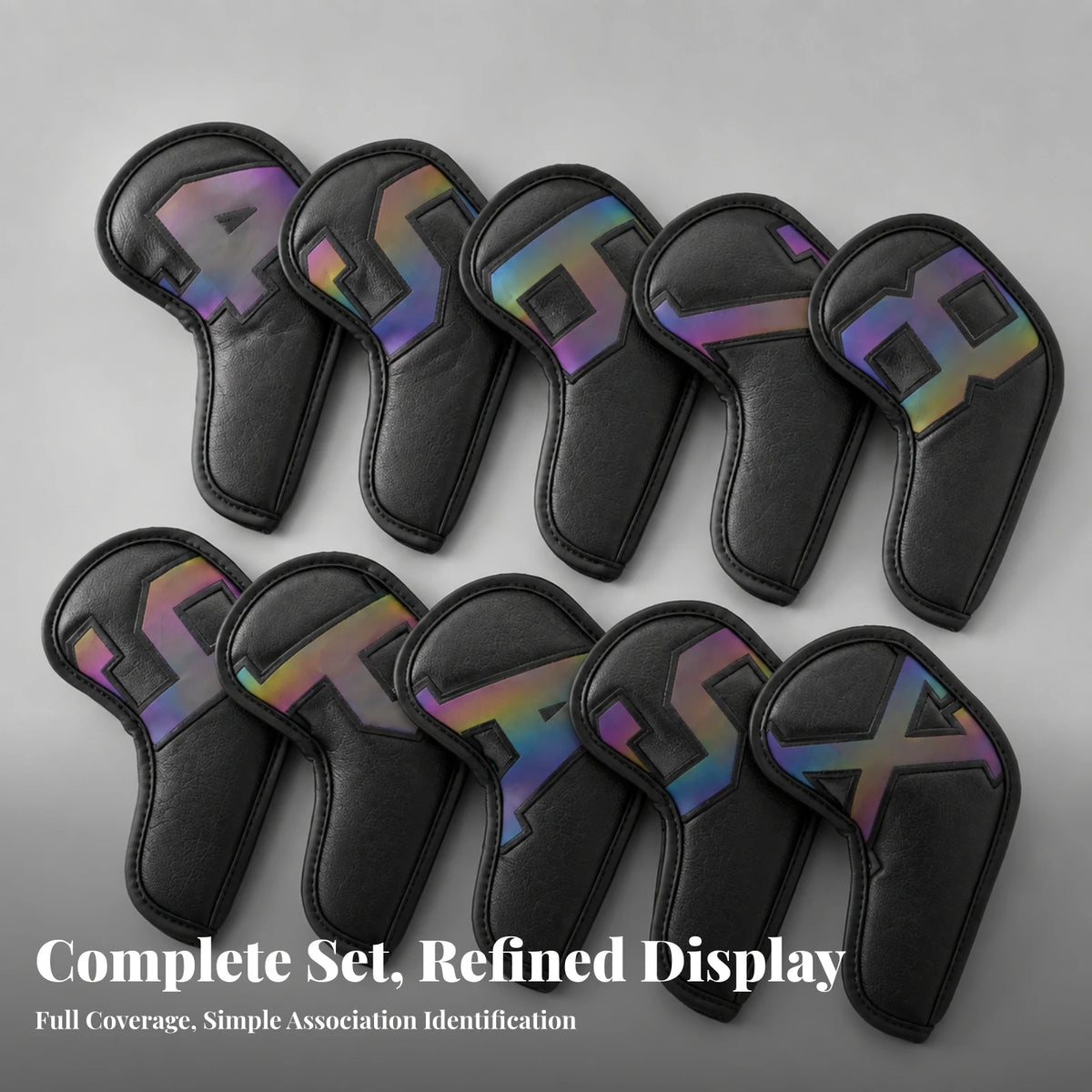10-Piece Golf Iron Headcover Set – PU, Hook-and-Loop, Universal Golf Iron Headcovers PLUSH
