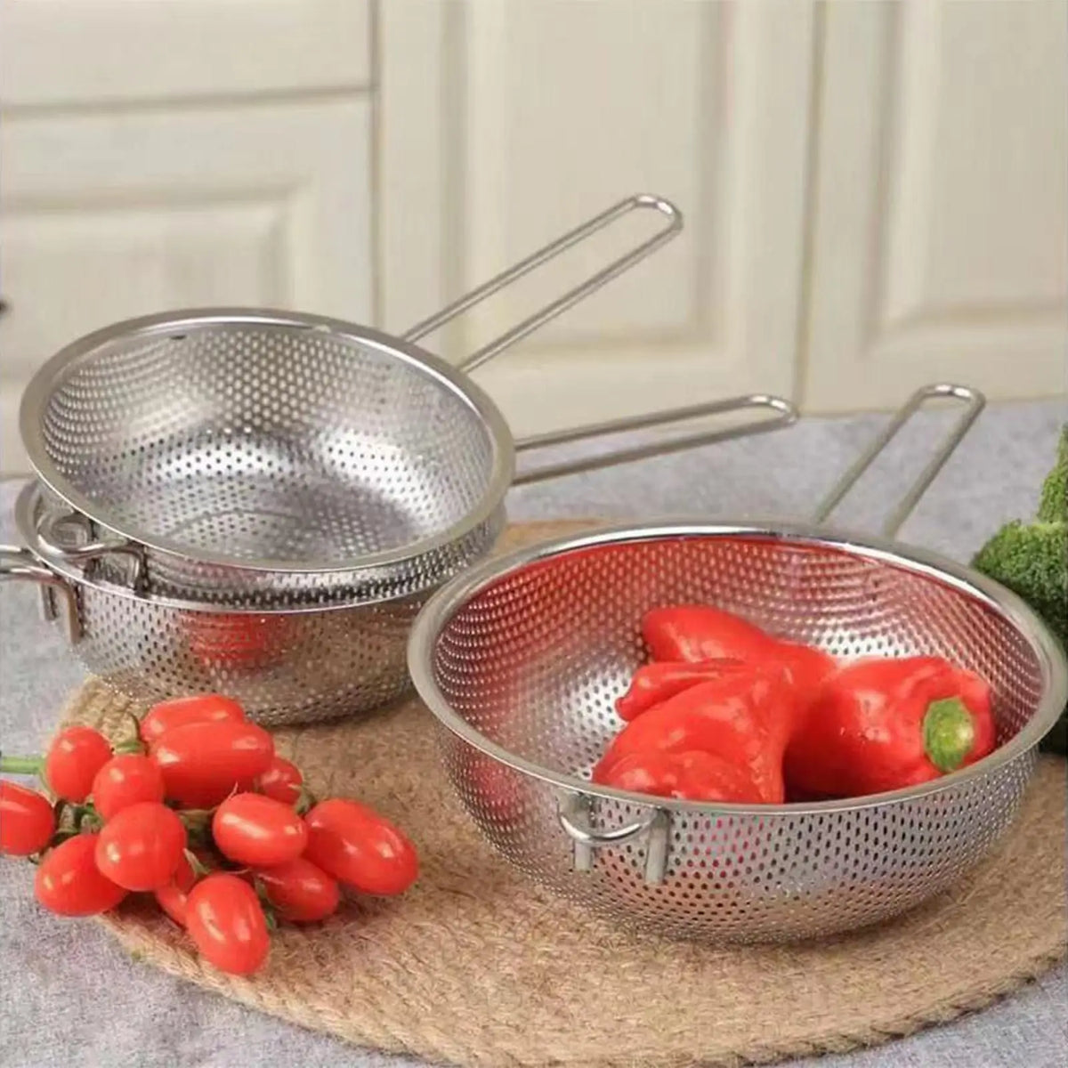 Stainless Steel Colander Basket & Kitchen Strainer – Multi-Use Kitchen Colander Strainer PLUSH