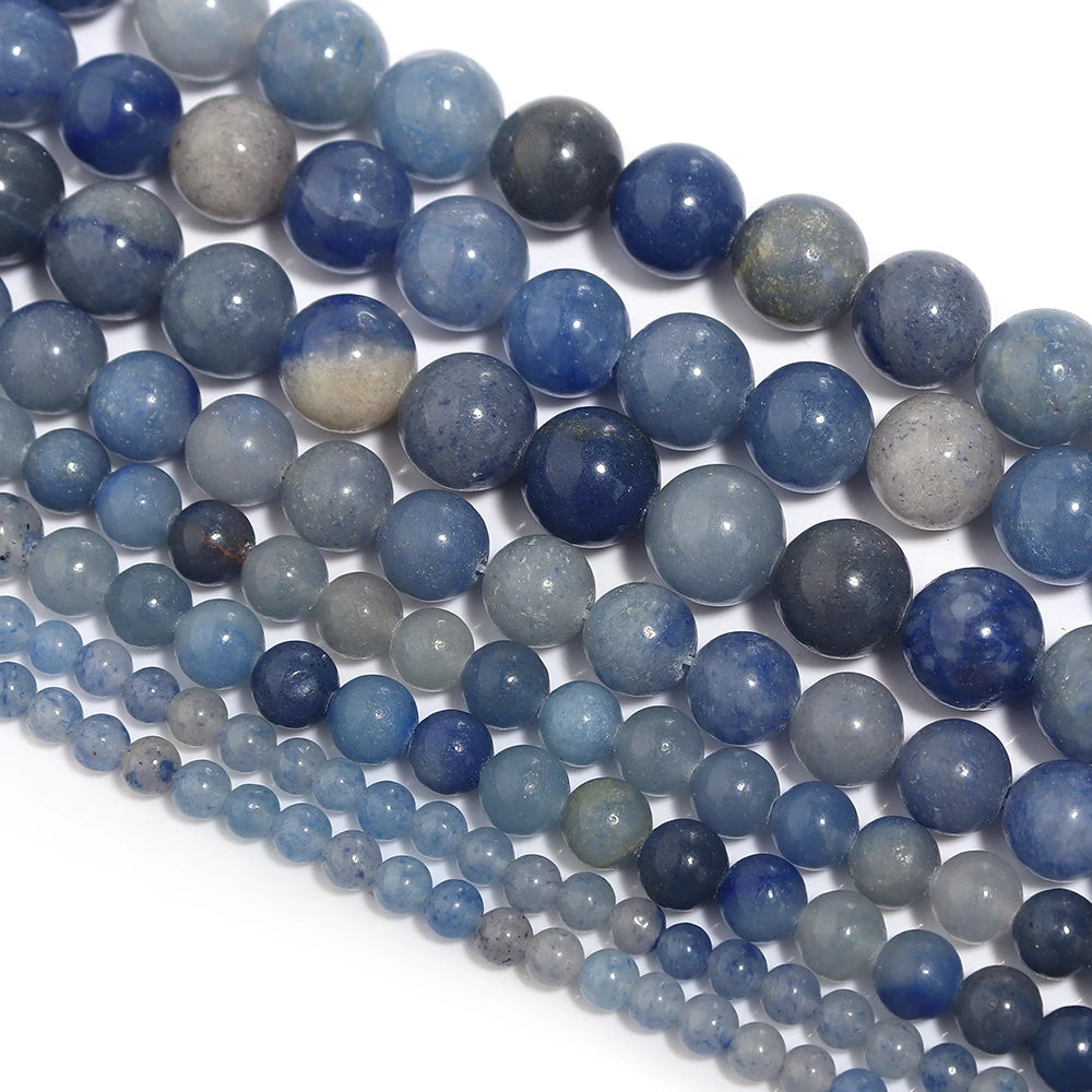 Natural Blue Aventurine Matte Stone Beads 4–12mm | DIY Jewelry Stone Spacer Beads PLUSH
