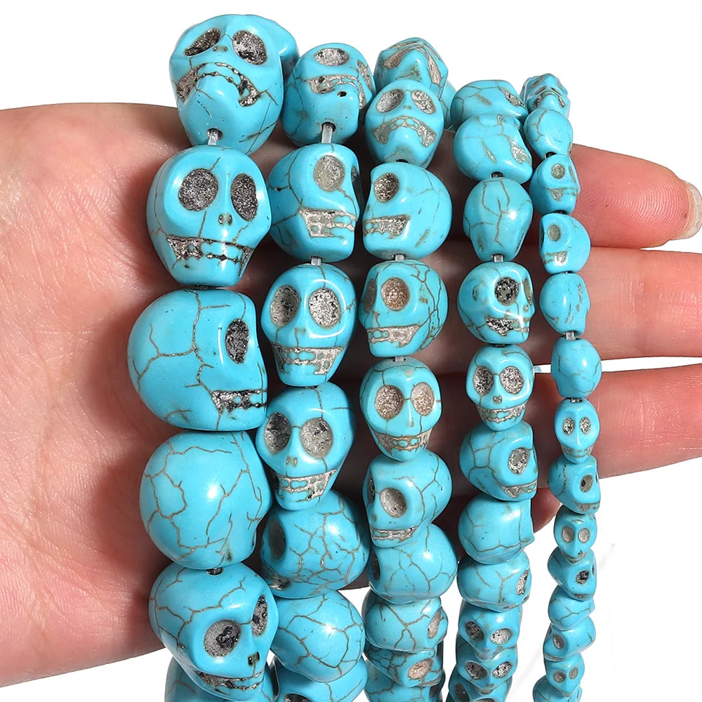 Turquoise Howlite Skull Beads | Natural Stone DIY Jewelry Spacers Natural Stone Beads PLUSH