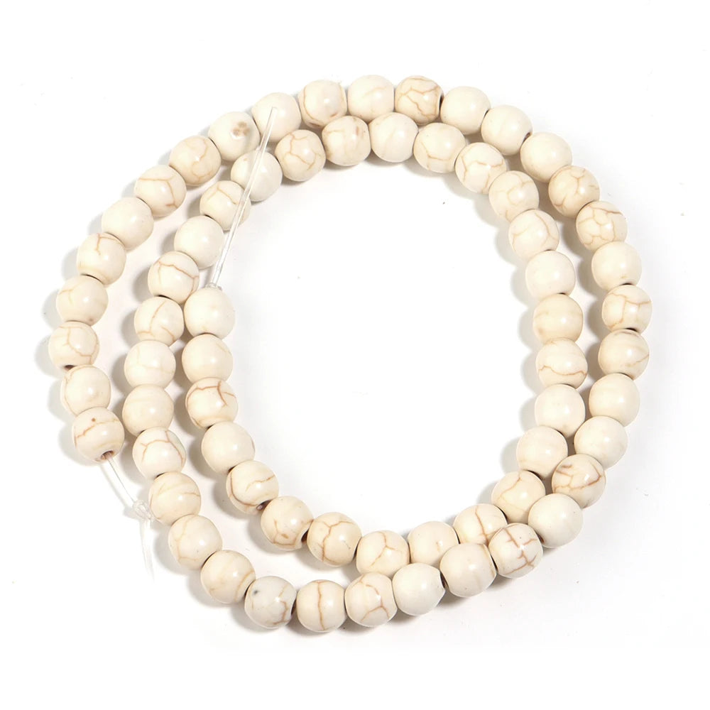 White Turquoise Stone Beads 3-20mm | DIY Jewelry Making Stone Jewelry Beads PLUSH 6mm-ap60pcs