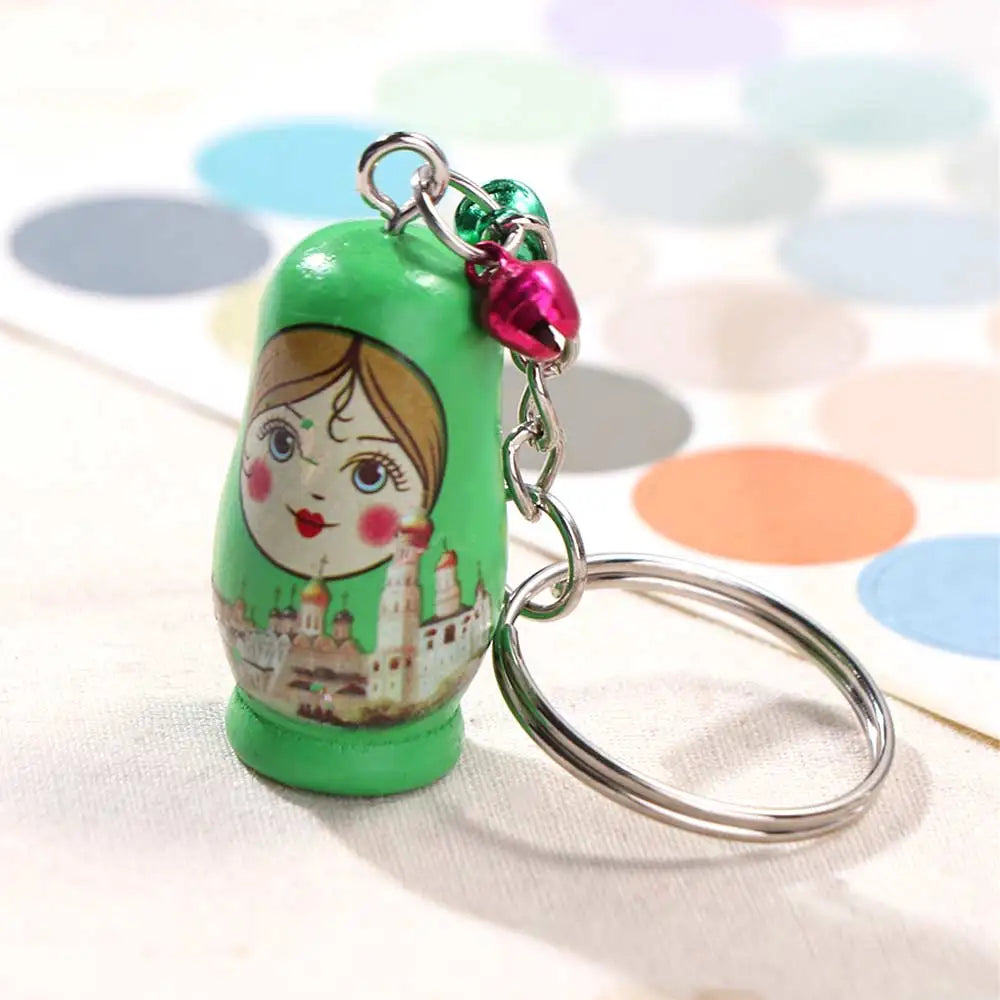 Wooden Matryoshka Russian Doll Key Ring Pendant – Creative Gift Wooden Doll Keychain PLUSH