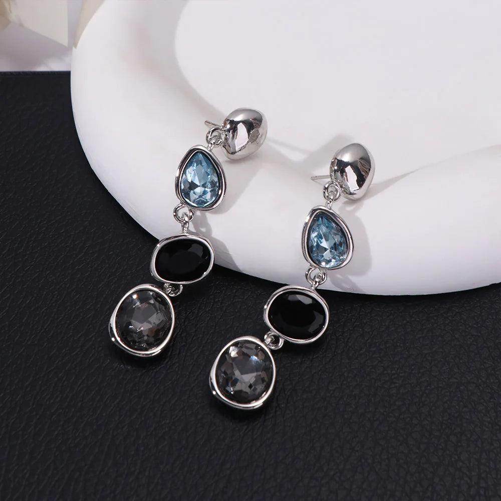 Waterdrop Rhinestone Drop Earrings – Geometric Zircon Studs Drop Earrings PLUSH