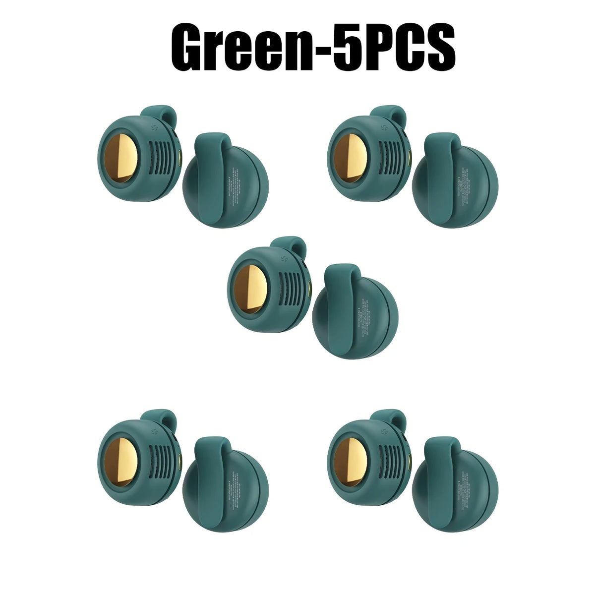 Bladeless Clip-On Mini Fan USB Rechargeable – Travel Fan Personal Clip-On Fan PLUSH Green 5PCS