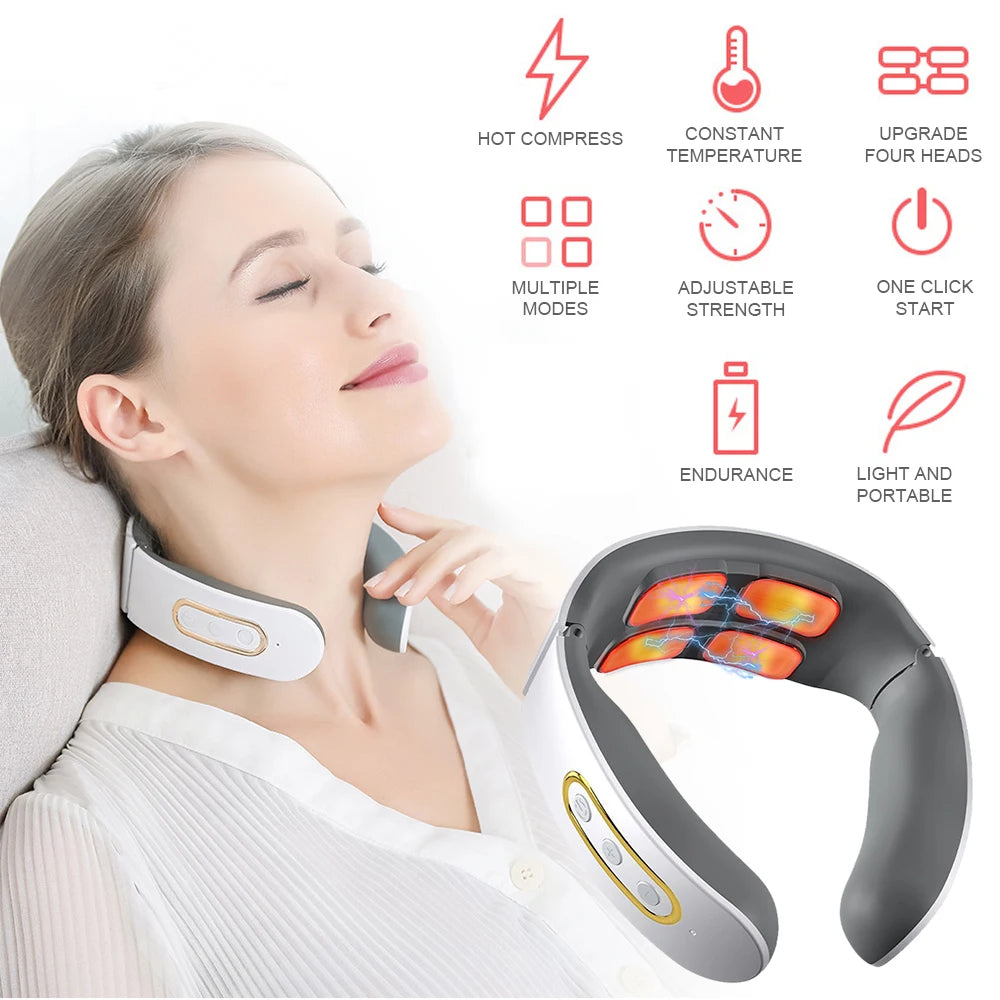 Electric Neck & Shoulder Pulse Massager – 6 Modes 9 Levels Neck Pulse Massager PLUSH