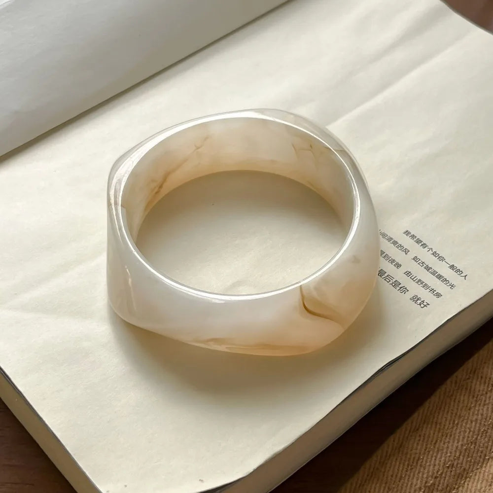 Bohemian Wide Acrylic Bangle – Smudge Pattern Bracelet Acrylic Bangle PLUSH Style J
