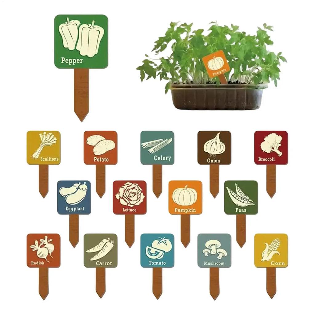15pcs Wooden Waterproof Plant Markers & Garden Stakes Garden Plant Markers PLUSH