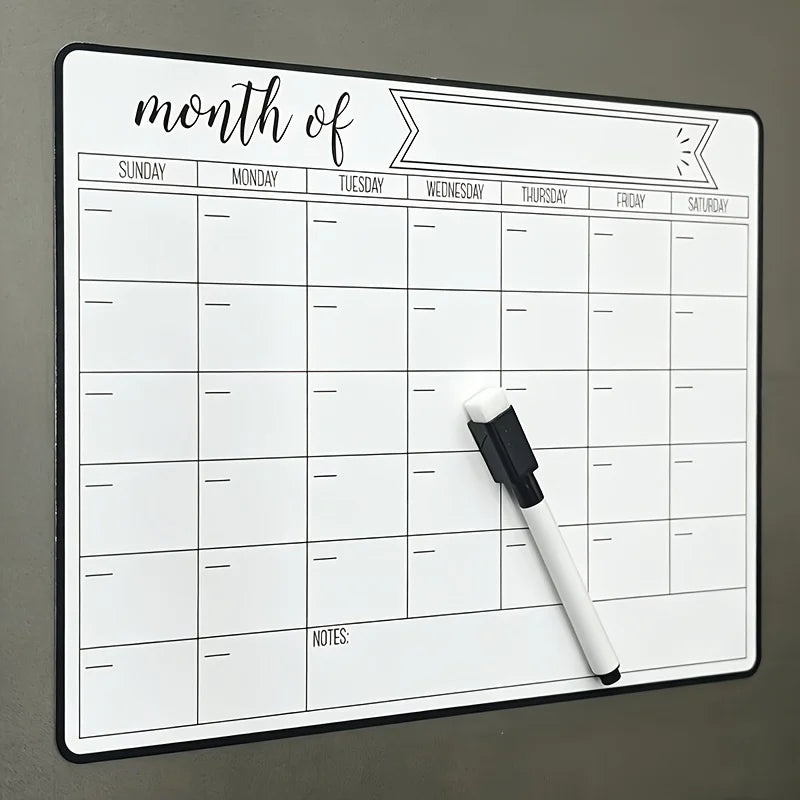 Fridge Magnet Memo Board Set – Erasable Calendar & Chalk Pen Magnetic Memo Board PLUSH 1 set