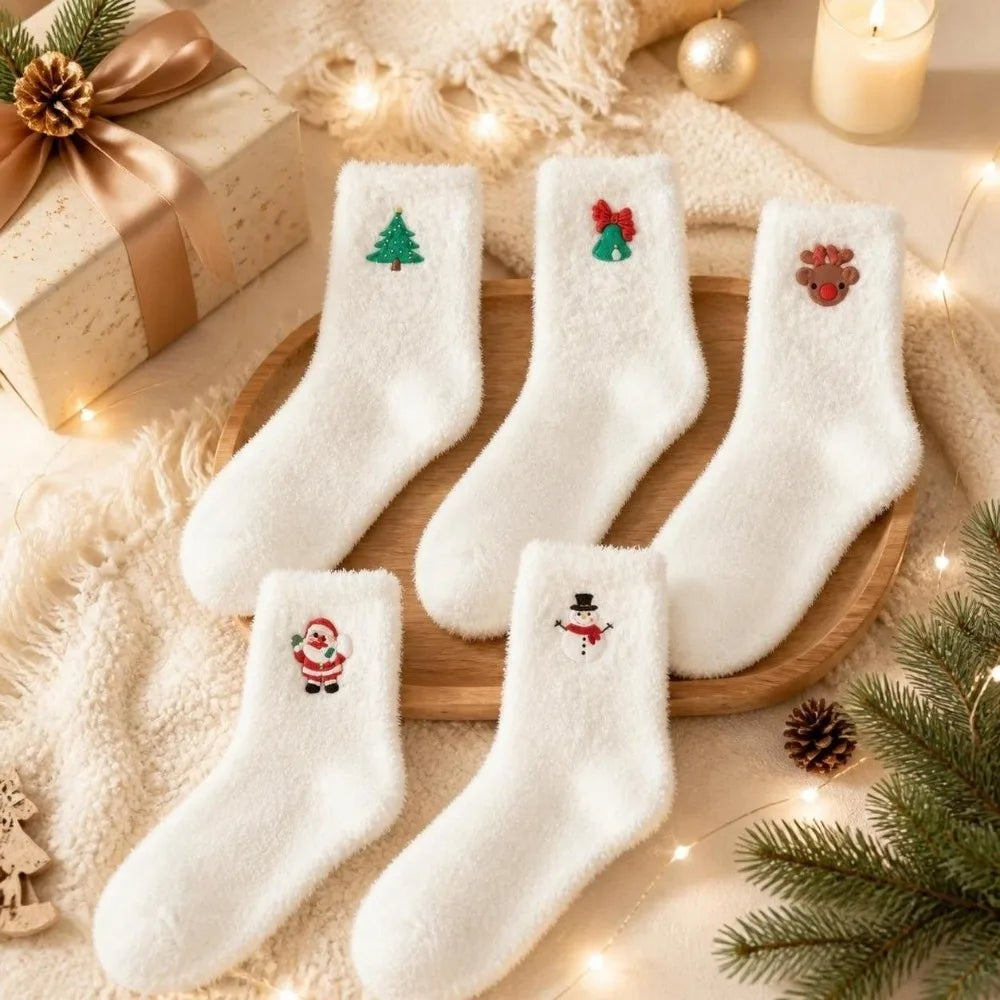 Furry Christmas Plush Socks – Warm Women's Holiday Tube Socks Holiday Plush Socks PLUSH