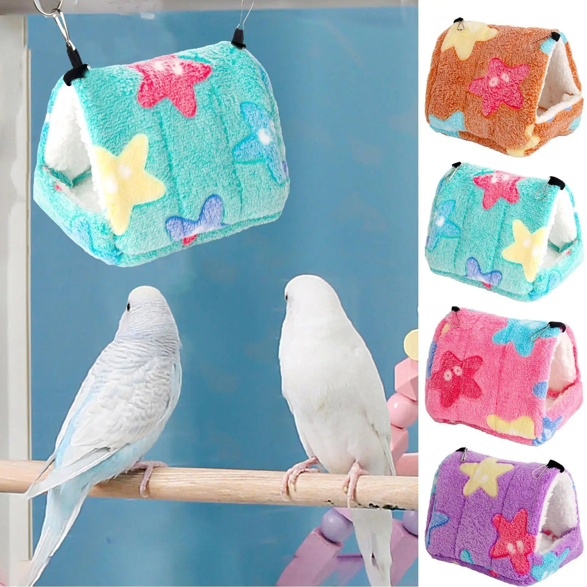 Warm Hanging Bird Nest Bed for Hamster, Parrot & Small Pets Pet Nest Bed PLUSH Purple S
