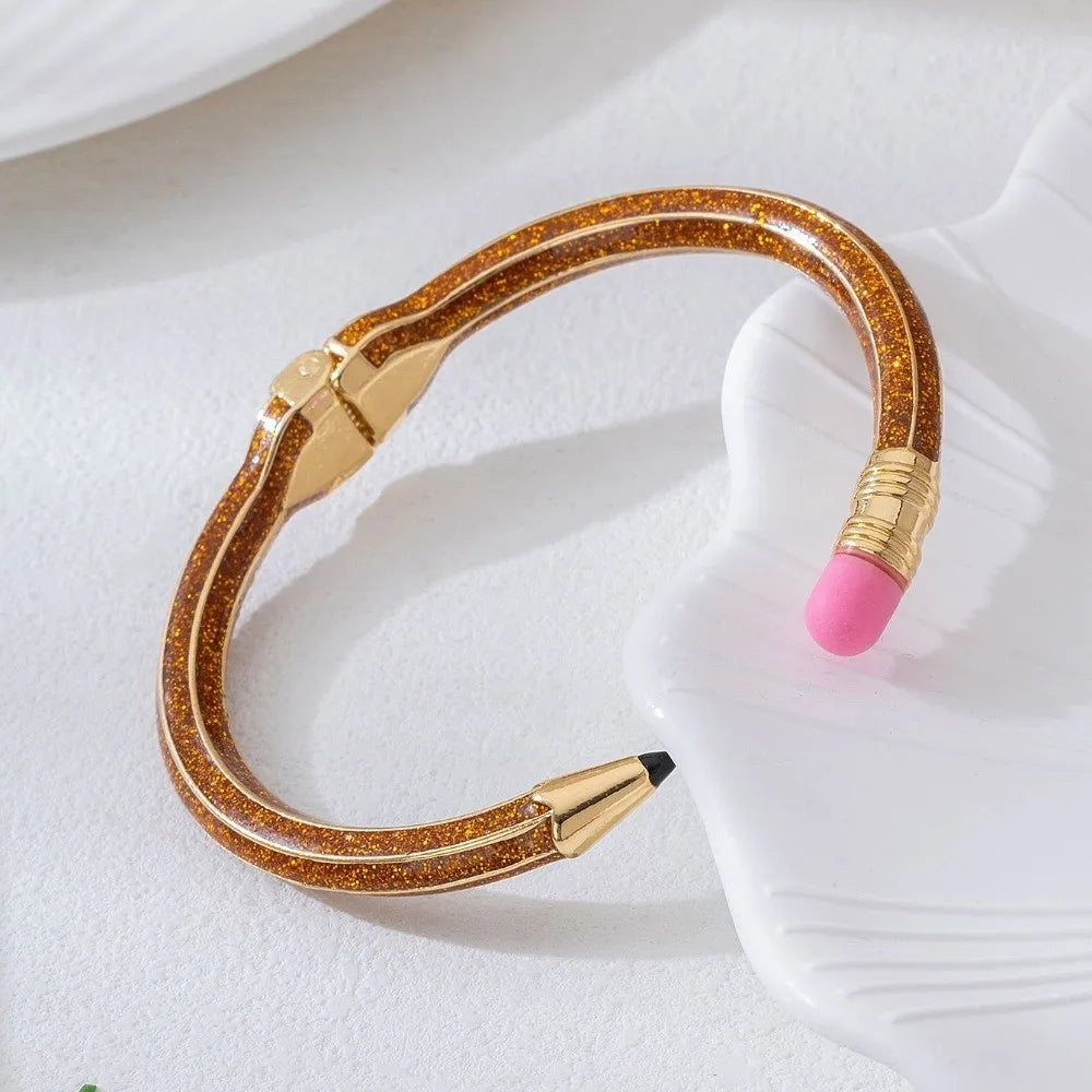 Enamel Pencil Cuff Bangle – Colorful Open Bracelet Enamel Cuff Bangle PLUSH