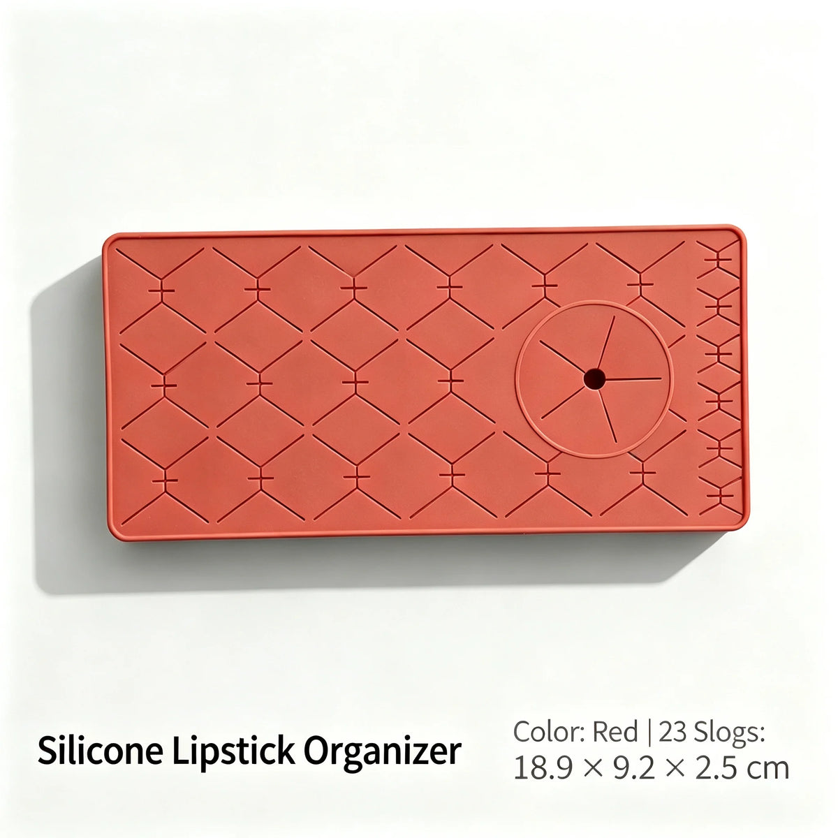 Silicone Lipstick Organizer – 23-Slot Makeup Storage Holder Makeup Organizer PLUSH RED-S