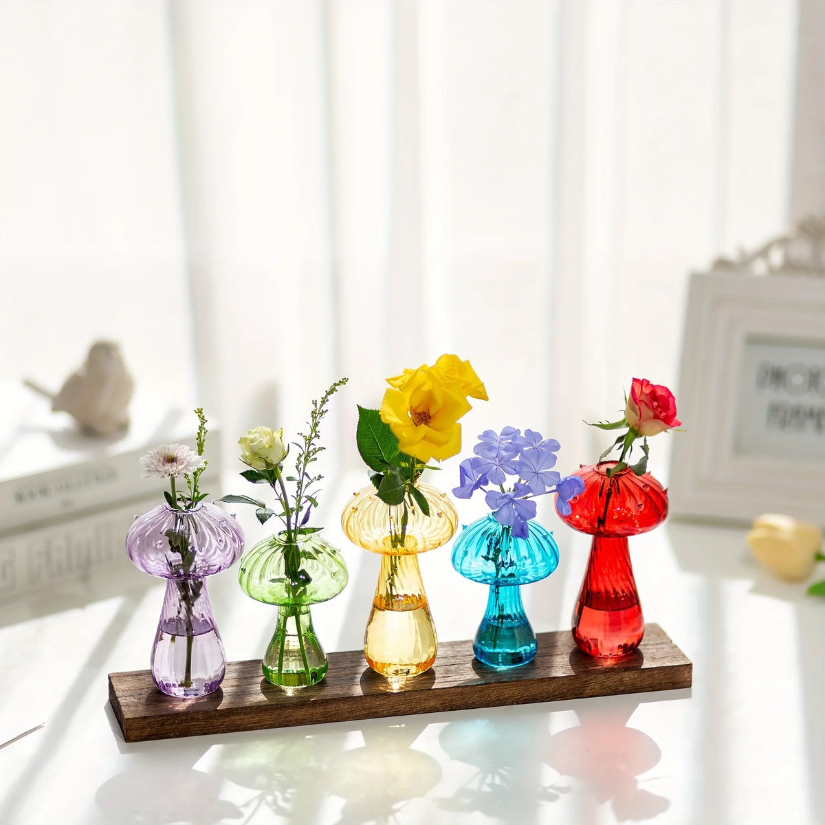 Transparent Glass Mushroom Vase – Hydroponic Planter Decorative Glass Vase PLUSH