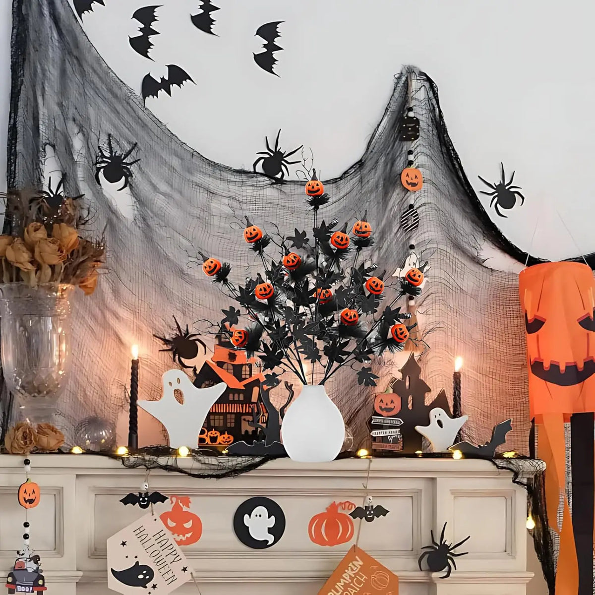 Halloween Pumpkin Vase & Trident Party Decoration Prop Set Halloween Decoration Set PLUSH