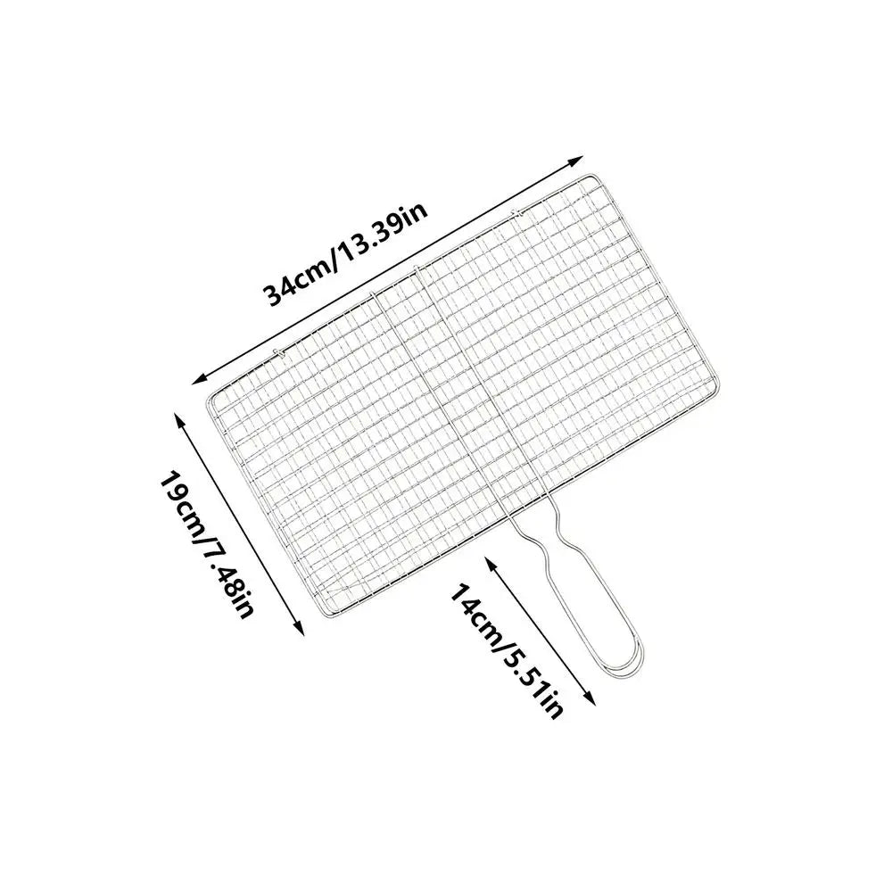 Large Folding Stainless Steel Grill Basket – Removable Handle BBQ Grill Basket PLUSH M