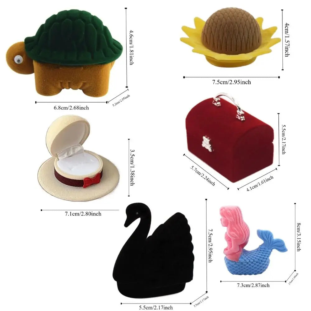 Velvet Jewelry Gift Box – Swan Turtle Mermaid Shapes Jewelry Gift Box PLUSH