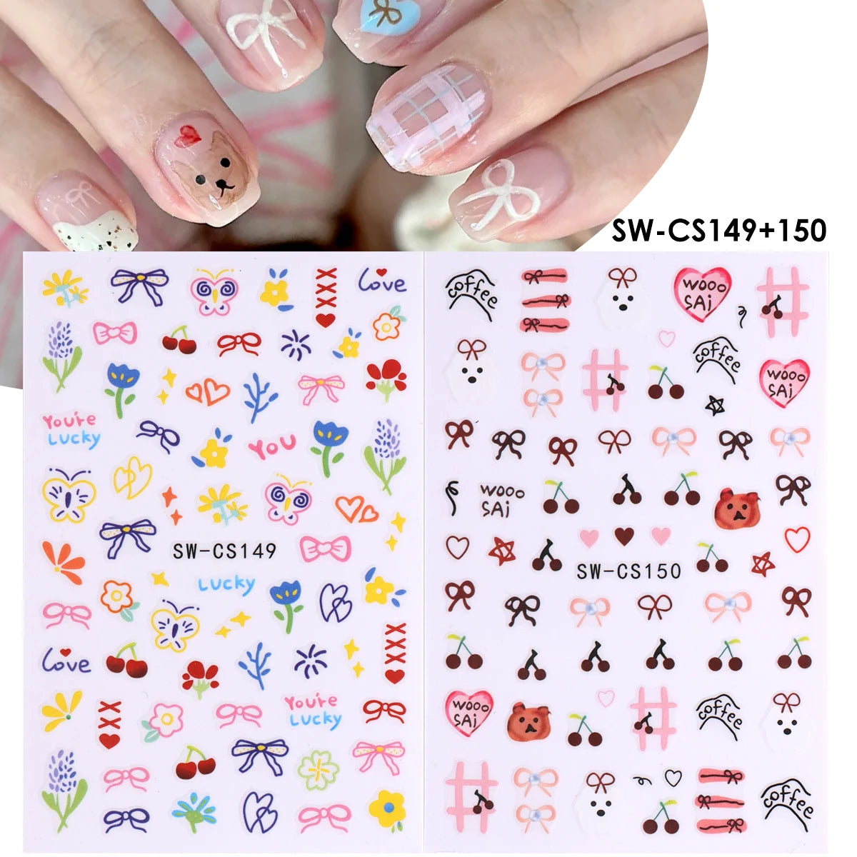 Cartoon Expression Nail Art Stickers 2pcs – DIY Decals Nail Art Stickers PLUSH SW-CS149 150