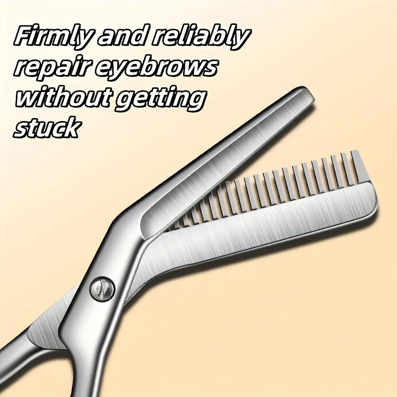Stainless Steel Eyebrow Scissors with Comb – Beard Trimming Eyebrow Grooming Scissors PLUSH