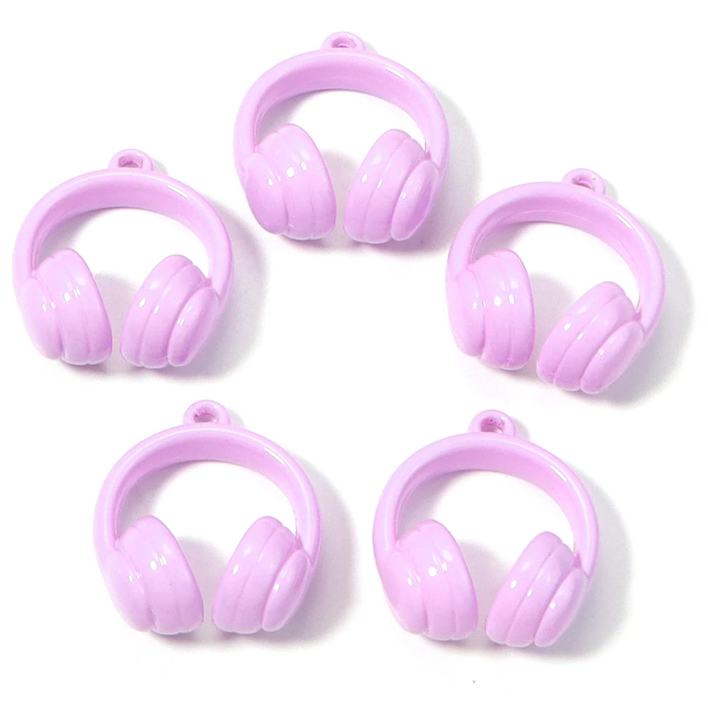 5pcs Earphones Acrylic Bead Charms – DIY Jewelry & Keychain Acrylic Jewelry Charms PLUSH purple