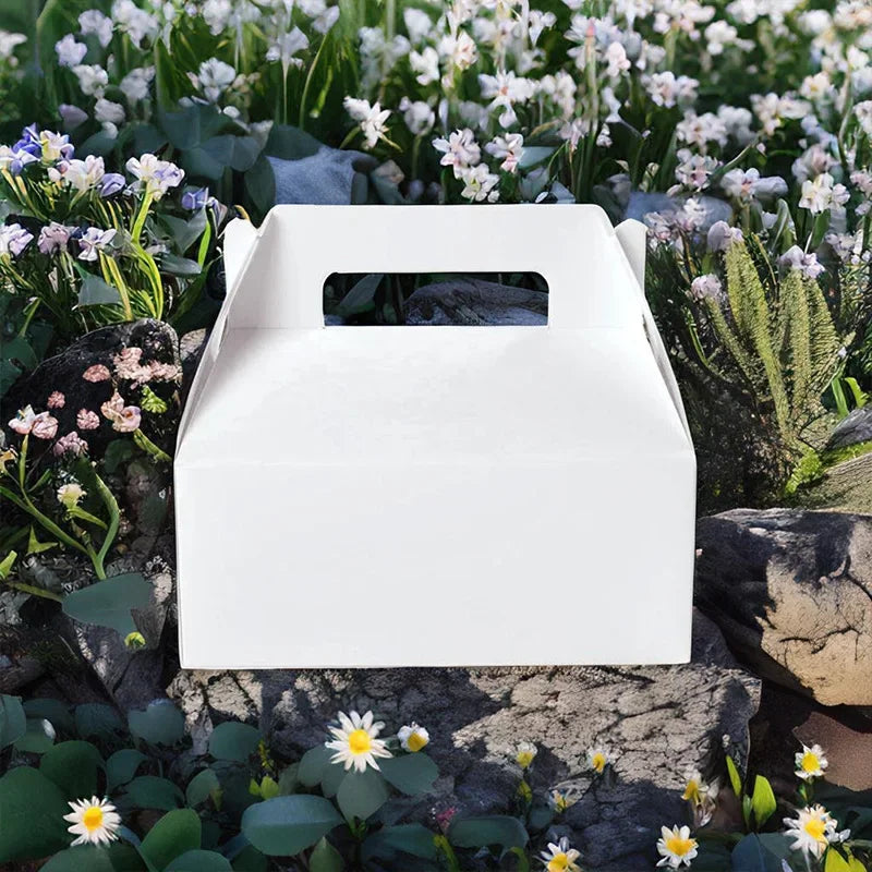 10pcs Large White Gable Gift Boxes with Handles | Party & Baking Gift Boxes PLUSH