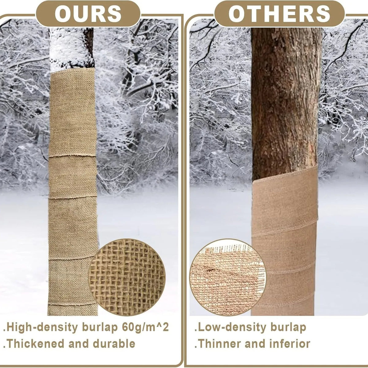 Winter Tree Trunk Burlap Wrap – Frost Insulation Belt Set Tree Frost Wrap PLUSH