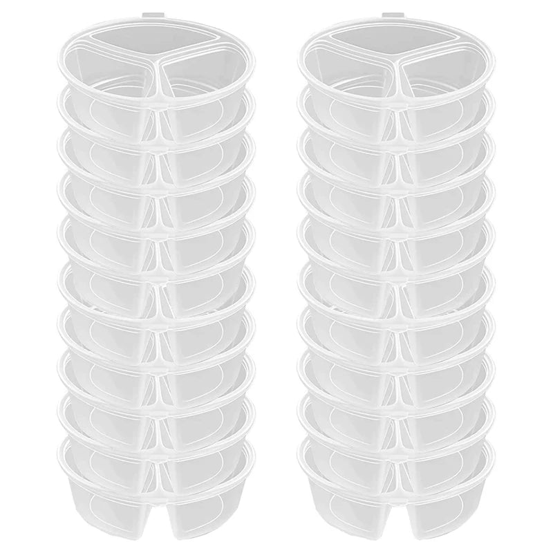 3-Compartment Snack Box with Lid | Clear Portable Food Container Food Storage Container PLUSH 20PCS