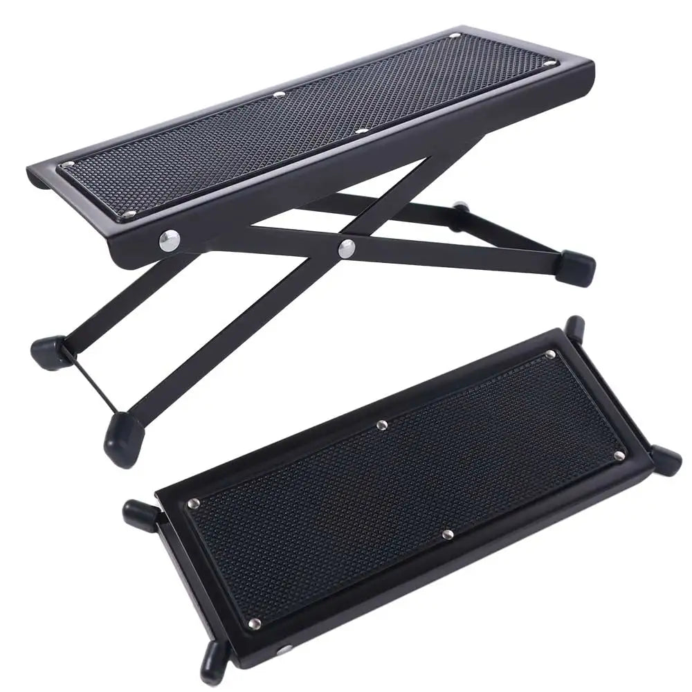 Adjustable Guitar Footrest – 4-Height Folding Metal Footstool Guitar Footrest PLUSH