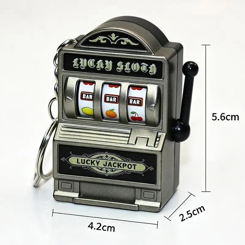 Mini Slot Machine Keychain – Lucky Jackpot Pocket Arcade Toy Novelty Keychain Toy PLUSH A