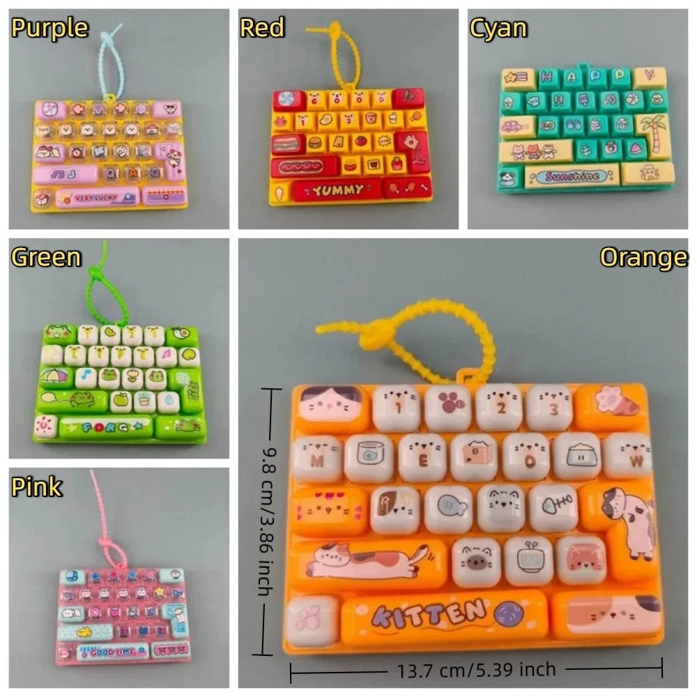 Mini Keyboard Keychain 26-Key Colorful Mechanical Pendant Novelty Keychain Pendant PLUSH