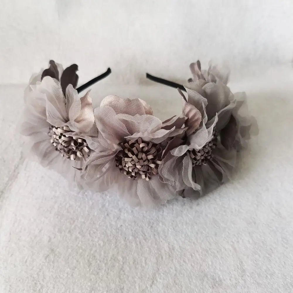 Mesh Curled Flower Bridal Headpiece – Wedding Hair Garland Bridal Hair Garland PLUSH