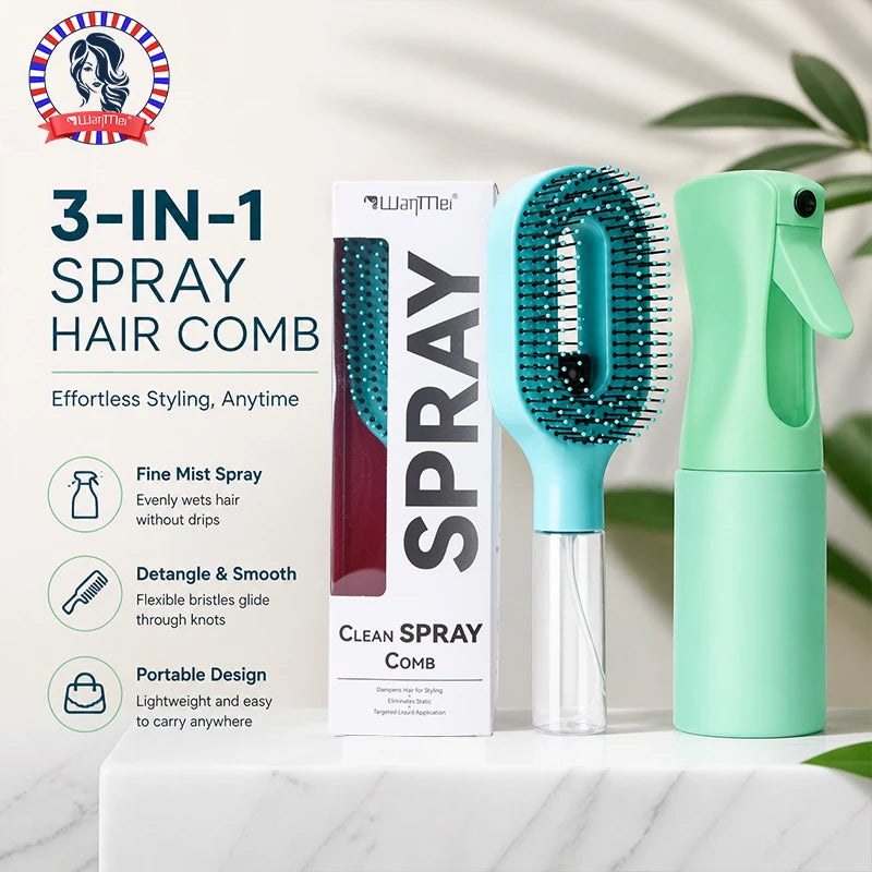 2-in-1 Spray Hair Brush Set – Mist Bottle & Detangling Comb Spray Hair Brush Set PLUSH