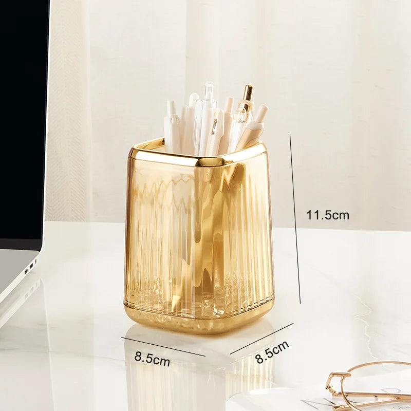 Desktop Makeup Brush Holder & Cosmetic Organizer Box Makeup Brush Organizer PLUSH Amber