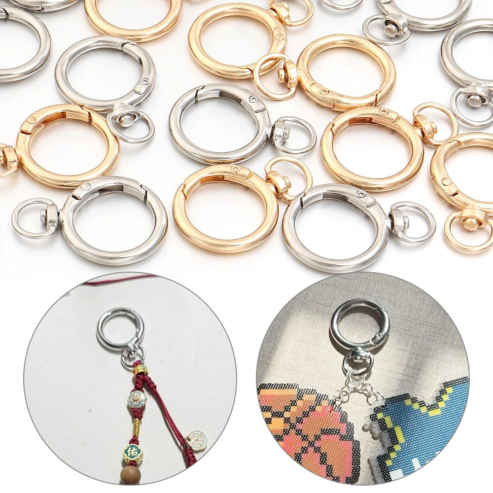 10pcs Alloy Swivel O Ring Spring Clasp Split Keyring DIY Jewelry Findings PLUSH