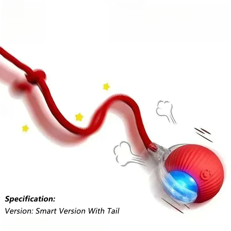 Cat Interactive Auto-Rolling Ball Toy with LED Light & Sound Interactive Cat Toy PLUSH Red