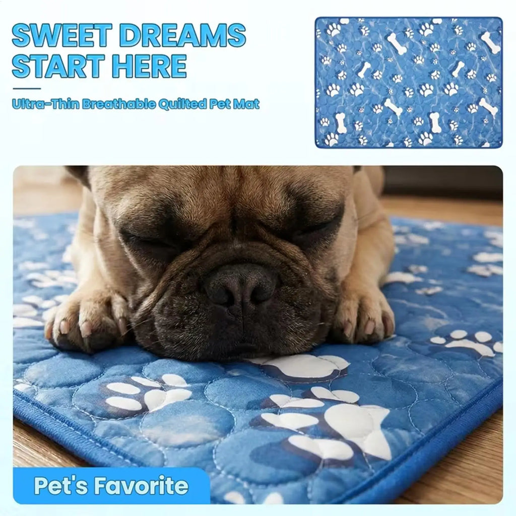 Dog & Cat Cooling Mat – Bone Pattern Ice Silk Pet Pad Pet Cooling Mat PLUSH