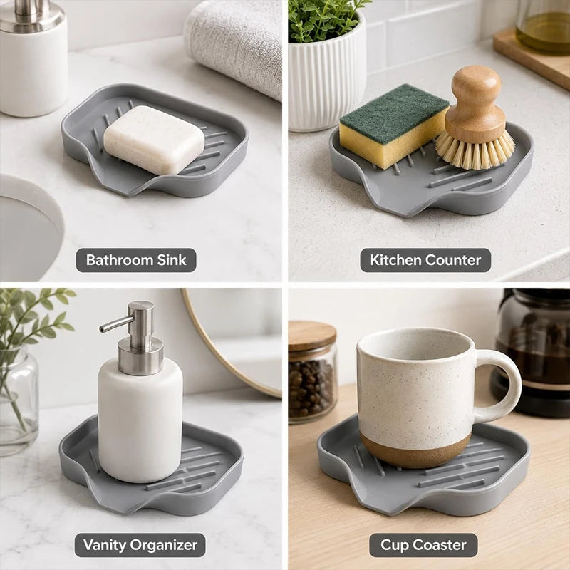 2-Pack TPR Sink Mat & Soap Dish Drying Tray | Kitchen Organizer Kitchen Sink Organizer PLUSH