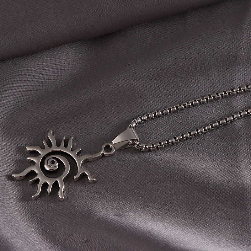 Sun Flame Hollowed Titanium Steel Pendant Necklace | Punk Style Pendant Necklace PLUSH