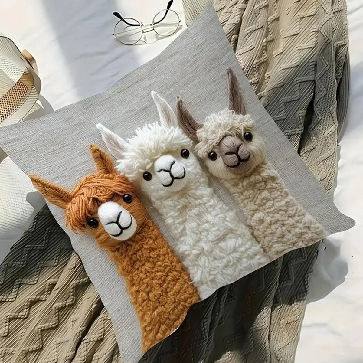 Cute Alpaca Pillow Cover 17.7" – Soft Throw Cushion Case Decorative Pillow Cover PLUSH