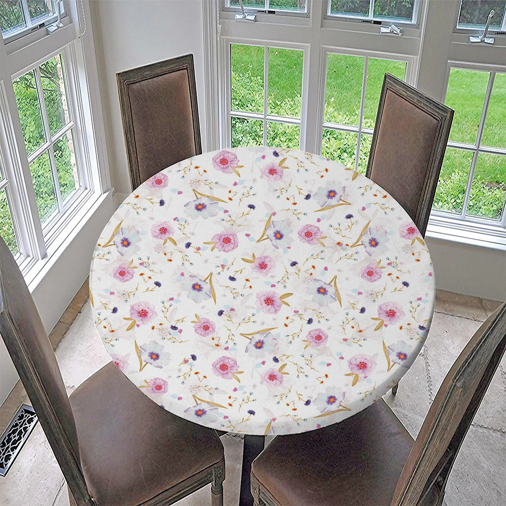 Waterproof Round Elastic Tablecloth – Non-Slip Classic Pattern Round Elastic Tablecloth PLUSH E150cm60Inch