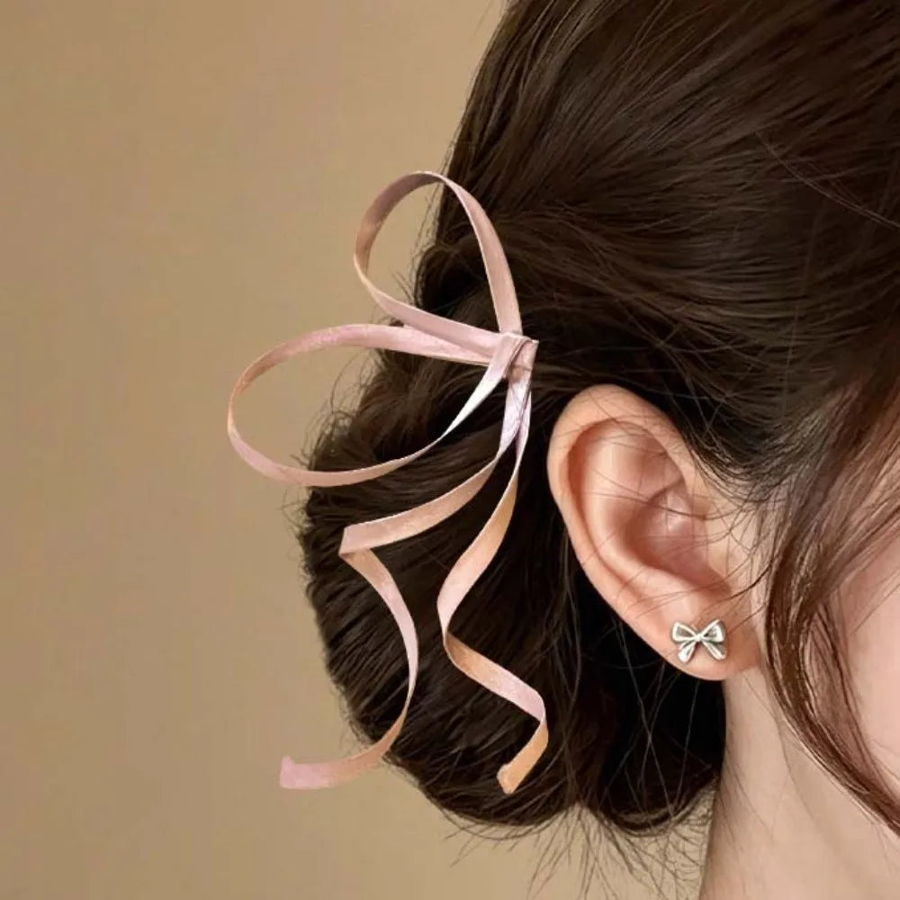 3D Satin Ribbon Bow Hair Clips – Silky Bow Barrettes 1 Pair Bow Hair Barrettes PLUSH