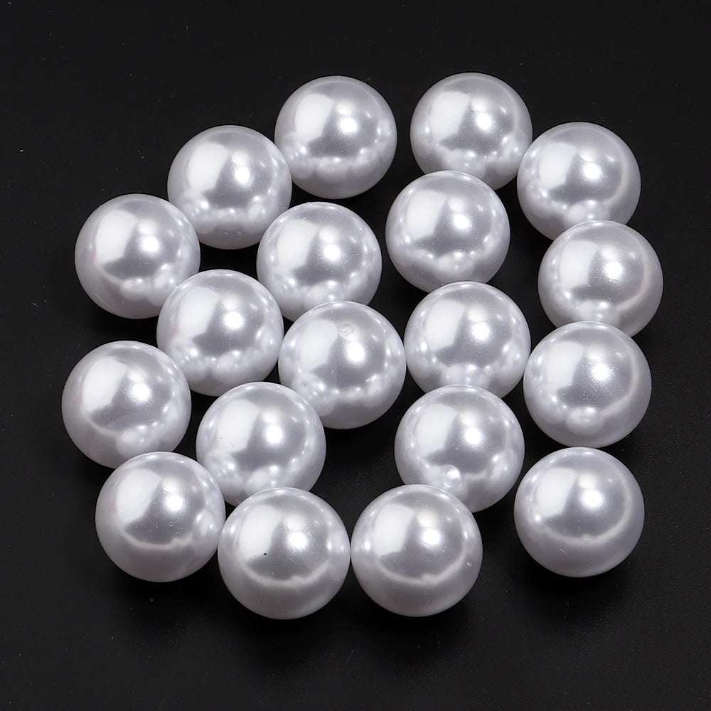 Vintage White ABS Pearl Beads No Hole – 10-1000pcs DIY Craft Loose Craft Beads PLUSH 18mm x 20pcs