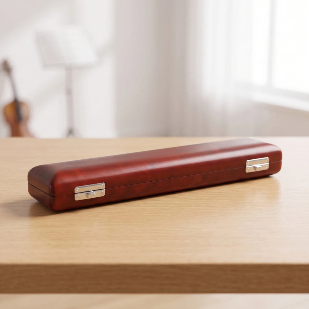 Solid Wood Flute Case with Metal Latches – Compact & Sturdy Flute Carrying Case PLUSH