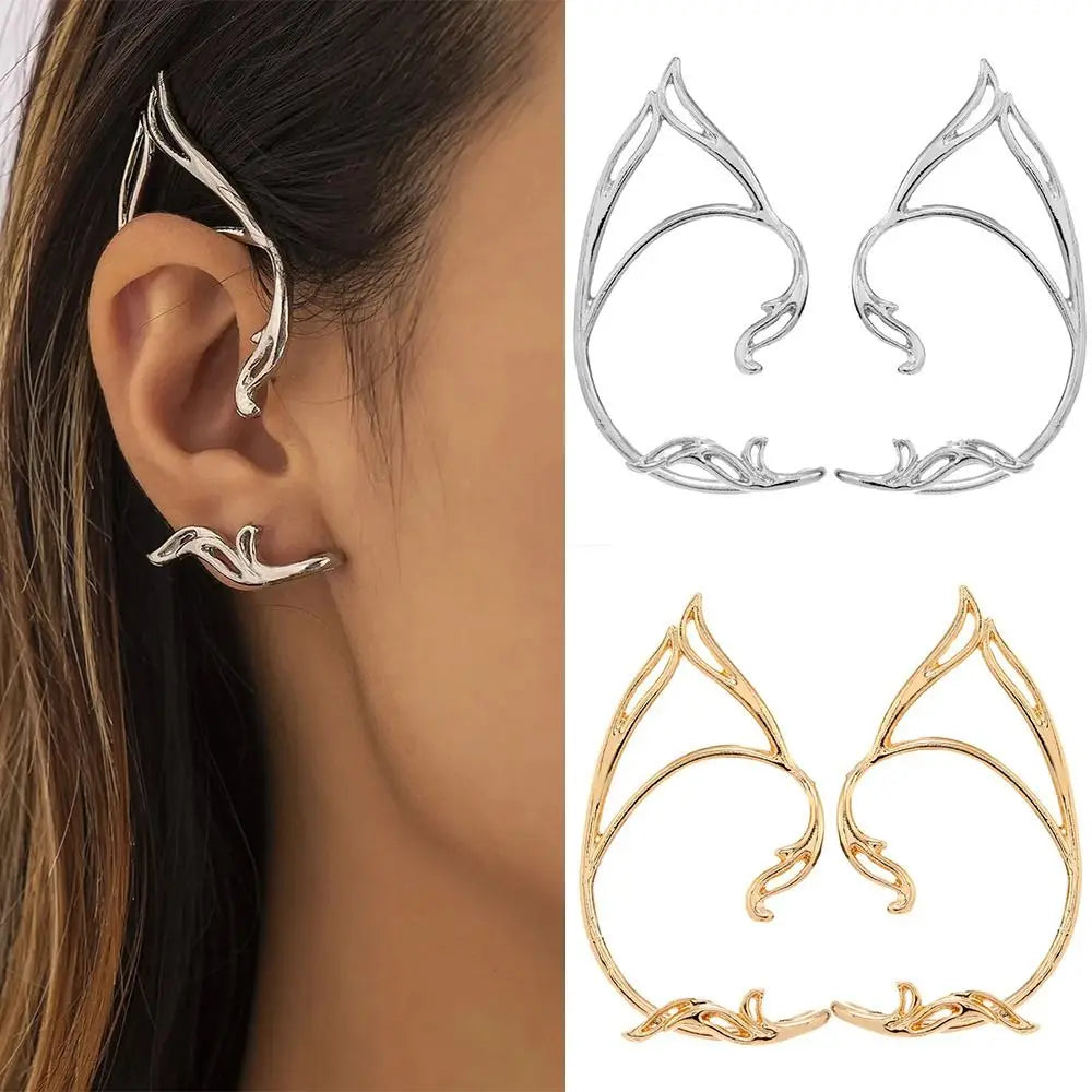 Goth Elf Ear Cuff Clip | Korean Style Cat Ear Earring Clip-On Ear Cuff PLUSH