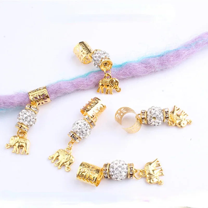 5pcs Hollow Flower Hair Cuffs – Dreadlock Braid Rings & Tubes Hair Braid Cuffs PLUSH 5pcs LQ622-4