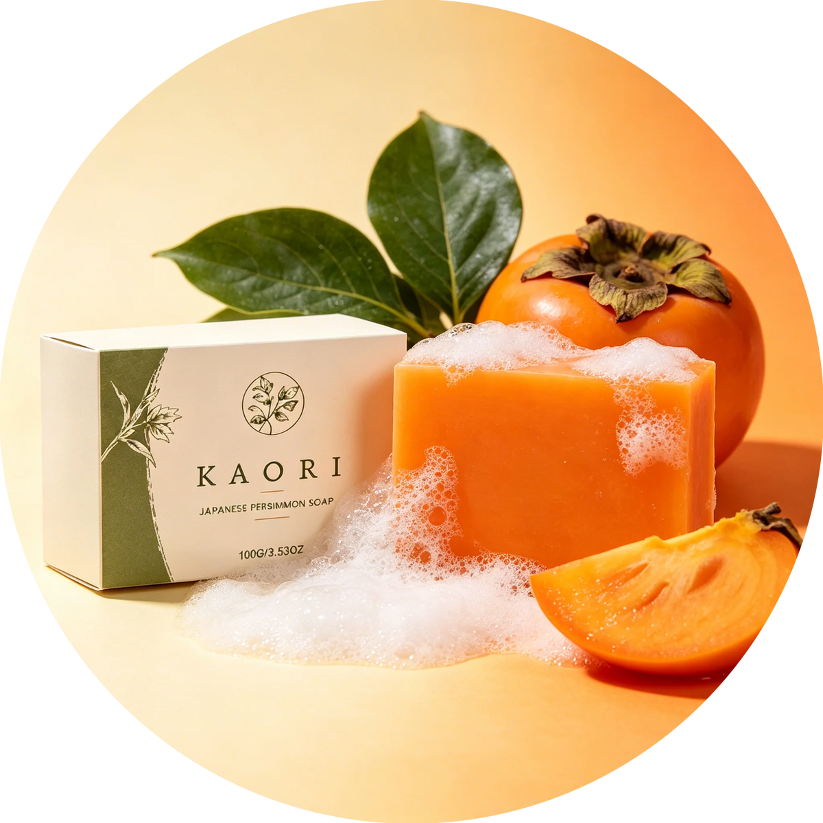Persimmon & Avocado Body Soap – Oil Control & Fresh Scent Body Cleansing Soap PLUSH 100g Persimmon Soap x 2PCS