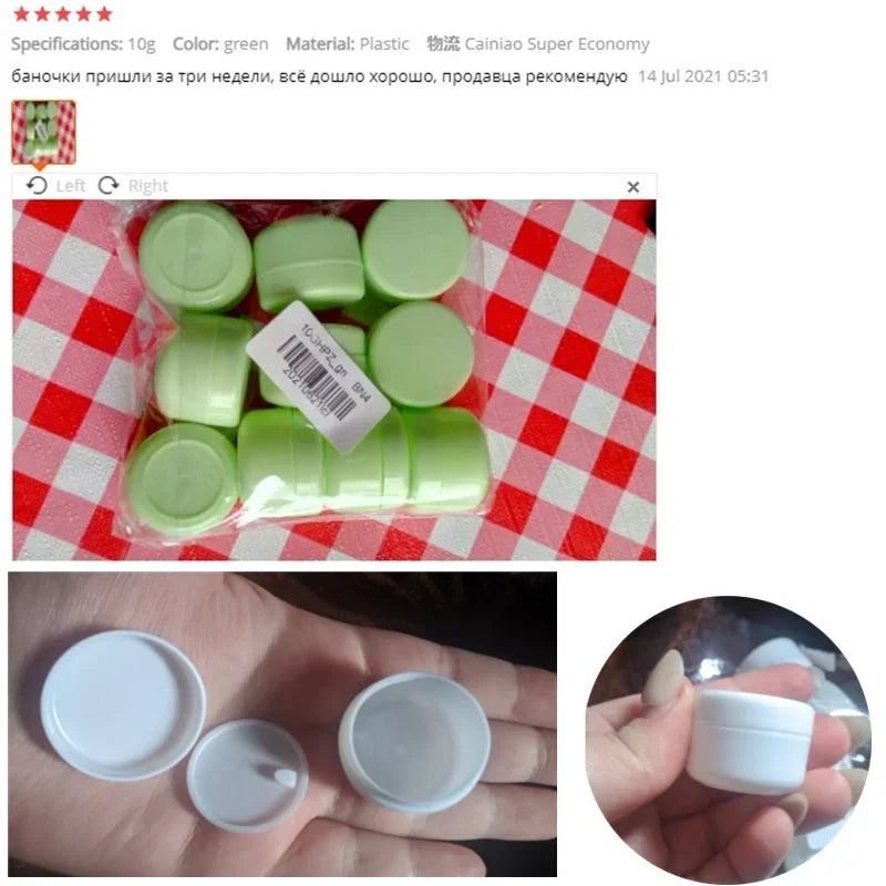 10pc Refillable 10g Plastic Cosmetic Jars | Travel Containers Cosmetic Travel Jars PLUSH