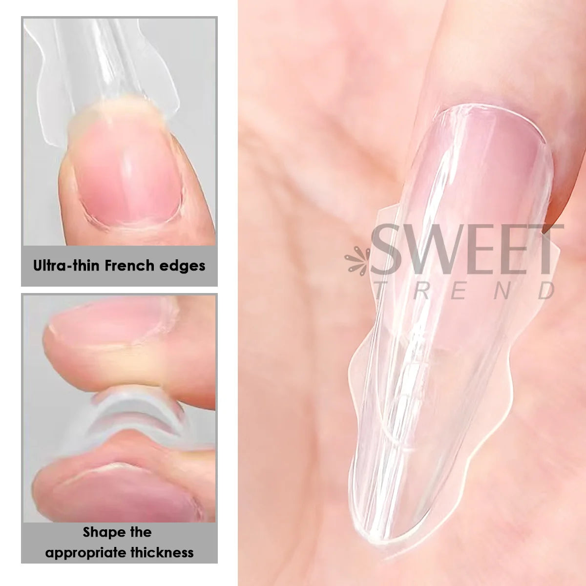 180pcs Sandwich Dual Nail Extension Molds – Oval & Coffin 15 Sizes Nail Extension Molds PLUSH