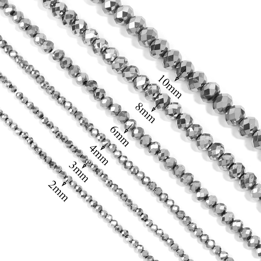 Silver Faceted Crystal Glass Spacer Beads for DIY Jewelry Crystal Spacer Beads PLUSH