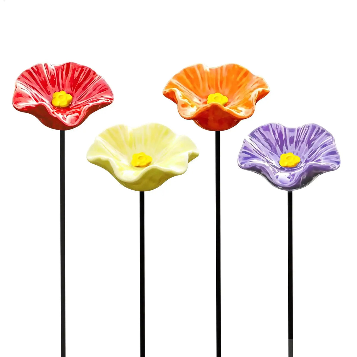 Resin Flower Bee & Butterfly Watering Station with Stake Garden Pollinator Feeder PLUSH