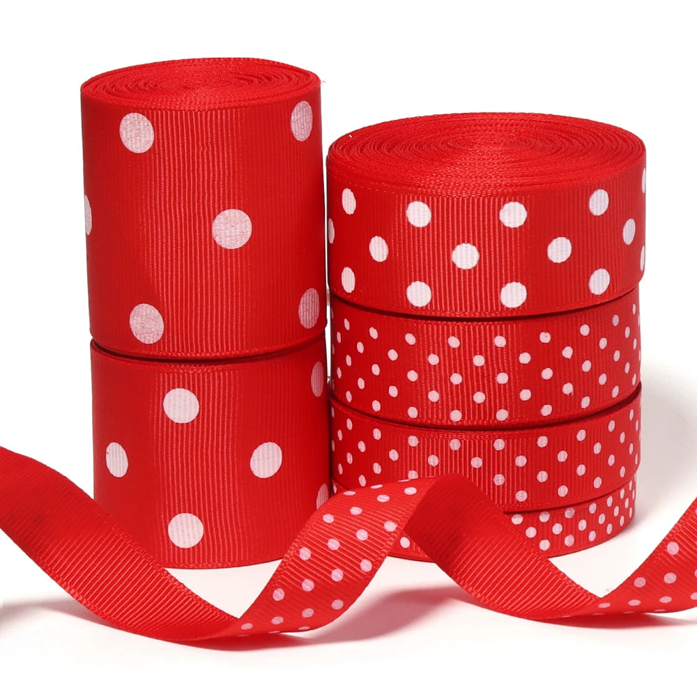 Red Polka Dot Grosgrain Ribbon – DIY Hair Bows & Gift Wrap Grosgrain Ribbon PLUSH